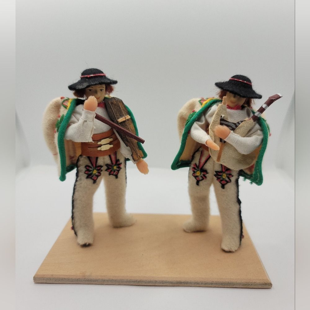 Polish Doll Set of 2 Males Playing Instruments Handmade Polish Dolls